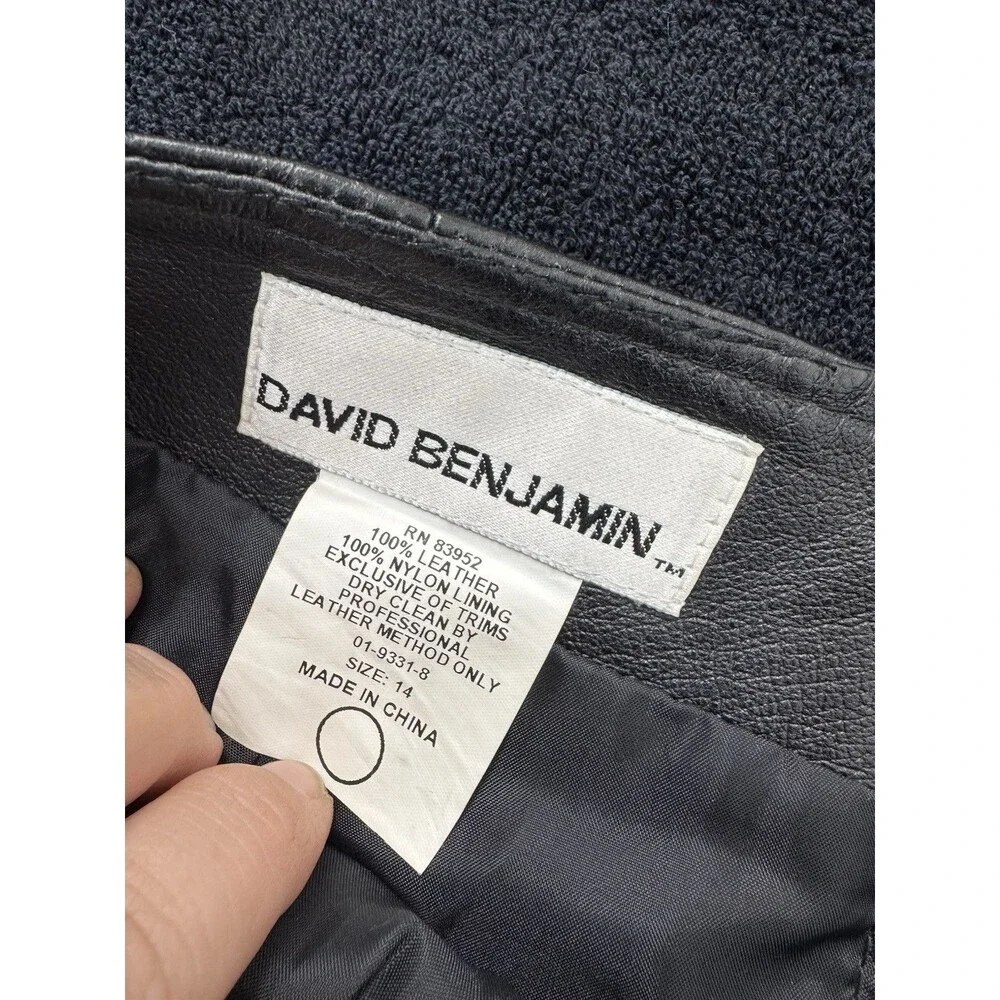 Vintage 90s David Benjamin Genuine Leather Midi Skirt with Studs Women's Size 14 - Picture 4 of 6